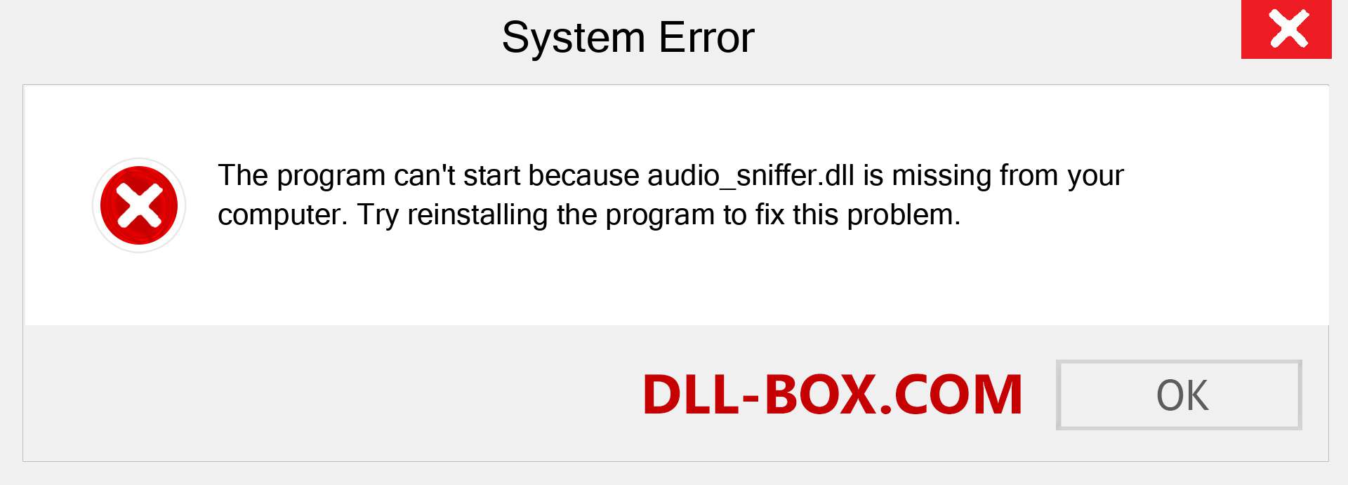  audio_sniffer.dll file is missing?. Download for Windows 7, 8, 10 - Fix  audio_sniffer dll Missing Error on Windows, photos, images