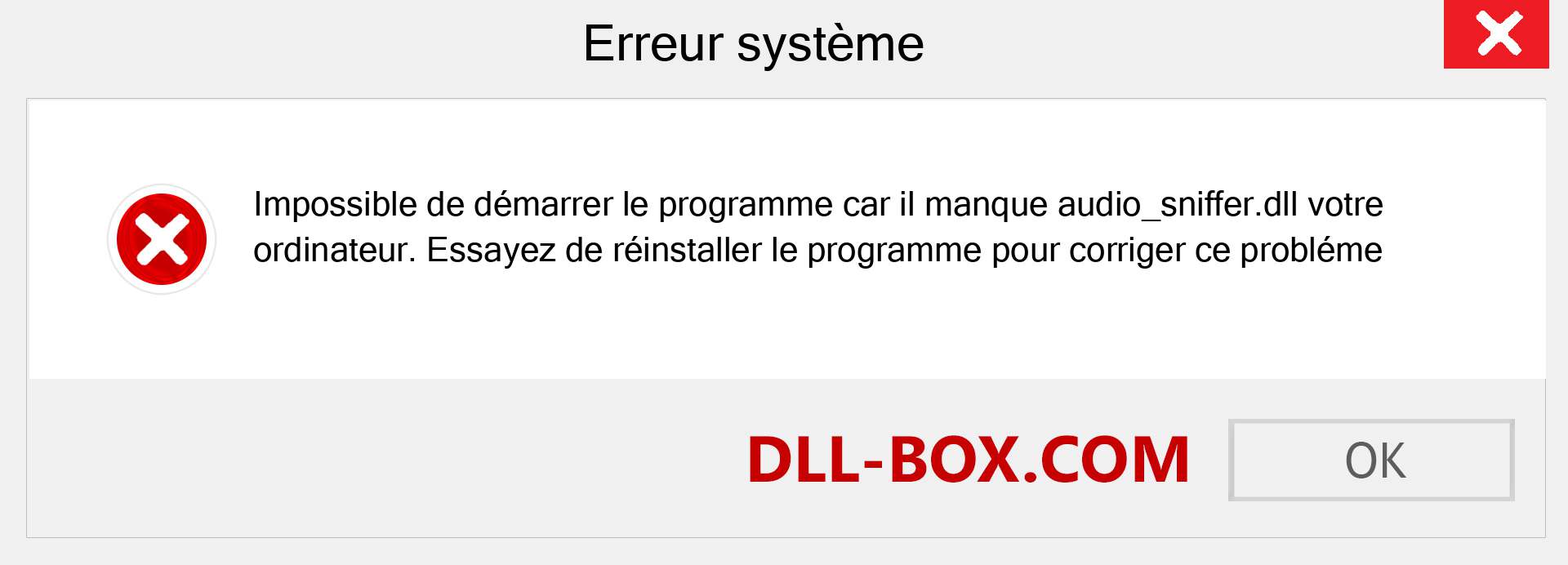 Le fichier audio_sniffer.dll est manquant ?. Télécharger pour Windows 7, 8, 10 - Correction de l'erreur manquante audio_sniffer dll sur Windows, photos, images